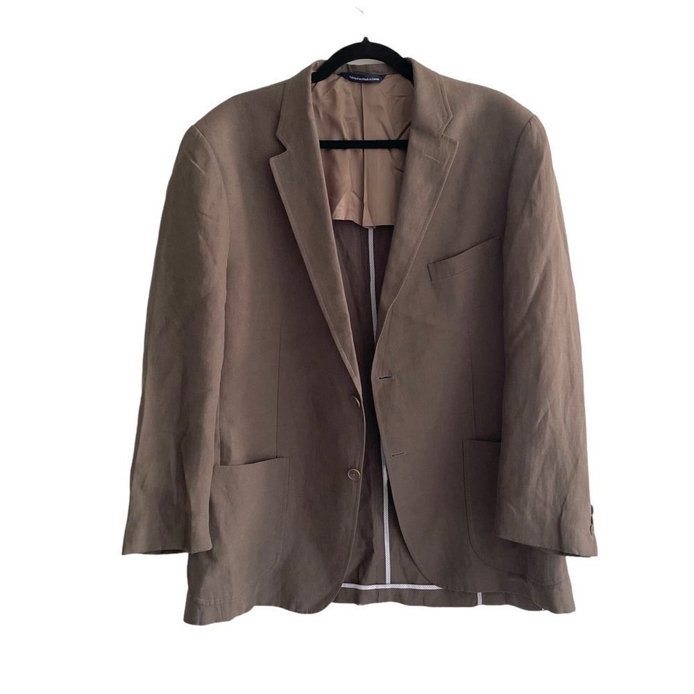 COPPLEY Dark Taupe Linen Button Front Blazer 42R